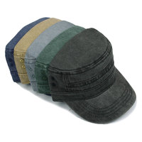 Haute qualité coton lavé Olive Camo Green Design Unique Vintage en détresse tactique chapeau plat Cadet Cap pour homme