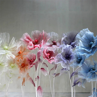 LEXI LF-001 Fleurs géantes en soie métallique à ouverture automatique, lumières modernes, couleur personnalisée, taille personnalisée, mariage, anniversaire, extérieur
