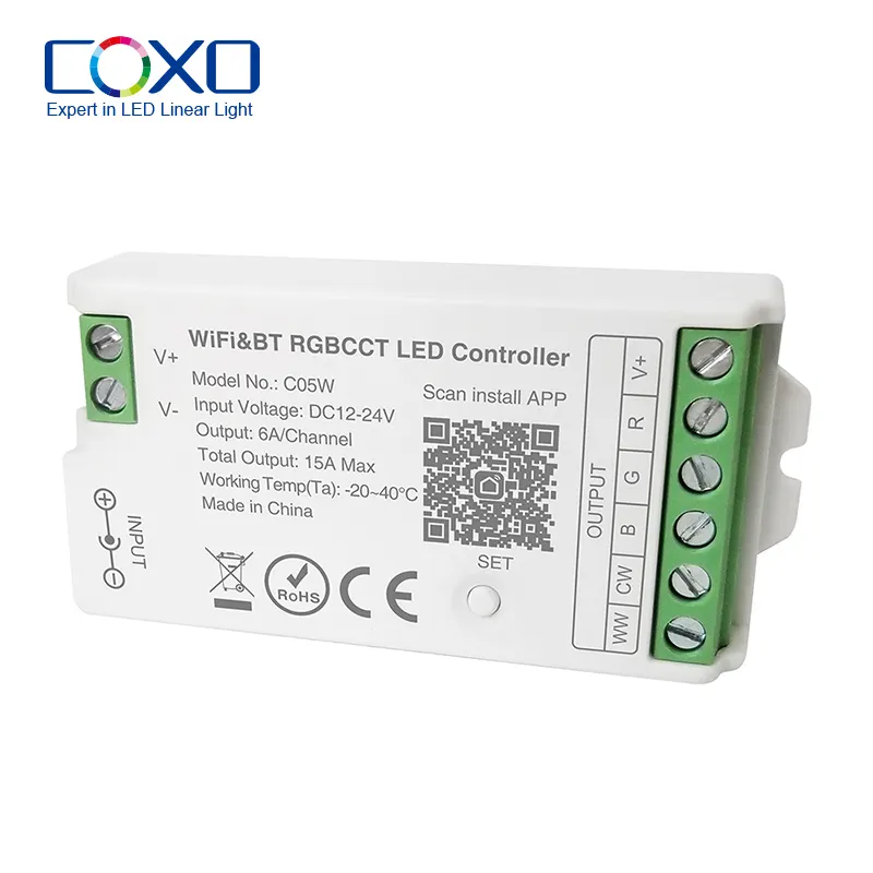 COXO ตัวควบคุม LED Wifi Tuya สำหรับแถบไฟ LED ระบบควบคุมอัจฉริยะไฟ RGB RGBW พร้อมรีโมท DMX dimmers LED ที่ควบคุม