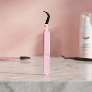 Pinzas Angulares Rosadas para Pestañas, Punta Suave, Acero Inoxidable, Herramienta de Precisión para Extensiones de Pestañas, Uso en Salones de Belleza - Product Image 4