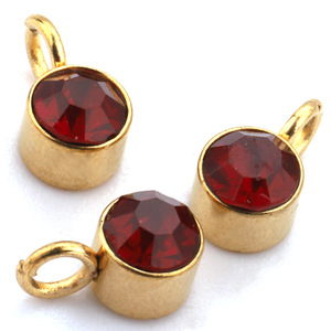 4mm Gold Plated Zircon Birthstone Pendant Round Charm DIY Jewelry Accessory - Product Image 3