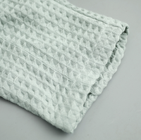 Peignoir de luxe pour femme en coton gaufré 100 % rayé, qualité hôtelière, design élégant et décontracté, col châle, manches longues