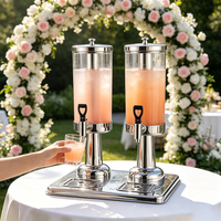 Distributeur de boissons en acier inoxydable FLEYCommercial avec récipient couvert et robinet de service pour hôtel, buffet, station de jus, restauration