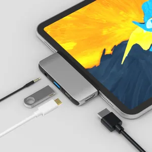 IKATAK 2020 Nuovo 4 in1 USB-C Adattatore con Compatto Supporto Magnetico USB Tipo C hub per iPad