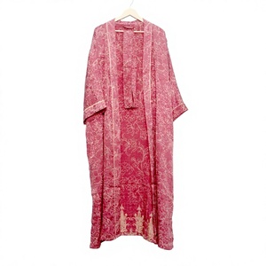 Kimono de Lujo con Parches de Seda Térmica, Elegante y Vintage para Invierno y Otoño, Bata Larga y Suave para Mujer, Ropa de Dormir Boho Transpirable - Product Image 1