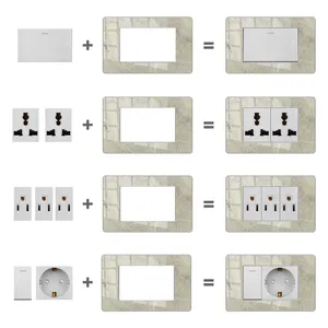 Marble Patterned Acrylic Electrical Wall Switch Socket 118 Styles Button Universal Multi-Function Double Socket Suppliers