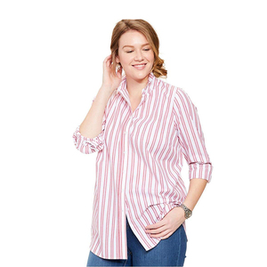 Diseños de blusa de manga larga de talla grande para camisetas y blusa de <span class=keywords><strong>mujer</strong></span> gorda Promoción Camisa a rayas holgada - Product Image 4