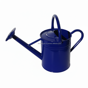 Arrosoir bleu vintage litre, bidon en acier galvanisé pour arrosage quotidien, pichet de style anglais classique avec 2 poignées - Product Image 1