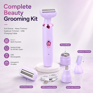 Depiladora 4 en 1 para Mujer, Recargable por USB, Kit de Depilación con Pantalla LED, Depiladora Corporal Suave para <span class=keywords><strong>Piel</strong></span> <span class=keywords><strong>Sensible</strong></span> - Product Image 4