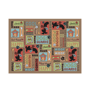 Tapete rectangular impermeable de cuero para perros, tapete de alimentación para mascotas con diseño de perro de dibujos animados - Product Image 3