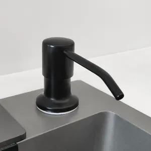 Pasokan pabrik Tiongkok wastafel dapur kontemporer baja antikarat botol Dispenser sabun hitam dengan Pompa
