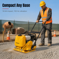 Compacteur de sol vibrant à plaque vibrante Honda GX160 5,5 CV, force d'excitation 18 kN, 100 Hz pour routes, jardins, tranchées et remblais