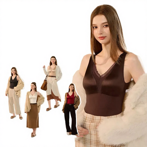 Autumn Winter Women's Casual Breathable V-neck One Piece Tank <b>Top</b> with Traceless Strap Wearless Bra Nylon Lace <b>Thermal</b> Clothing - Product Image 4