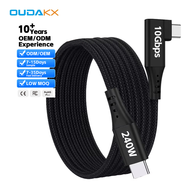 Nylon Braided 5M USB 3.1 Phone Charge Cord PD240W USB-C 10Gbps Data Transfer Fast Charging Type C Cable for Tablet to Android