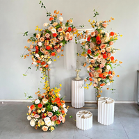 Boule de fleurs artificielles en soie rose et orange, rangée de fleurs pour la décoration d'arche de fête d'anniversaire, de mariage