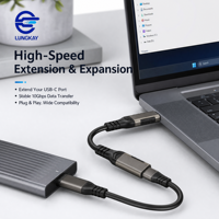 Câble d'extension USB 3.2 Type C LUNG KAY 20 Gbit/s 4K 60 Hz 100 W PD de qualité industrielle pour ordinateur portable, moniteur, SSD OEM ODM