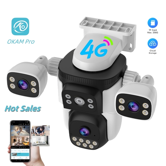 CE FCC CG621SR 4G 6MP Three-Lens Security Camera Intelligent AI Algorithms Customizable Detection Zone PTZ Custom Voice Alarm