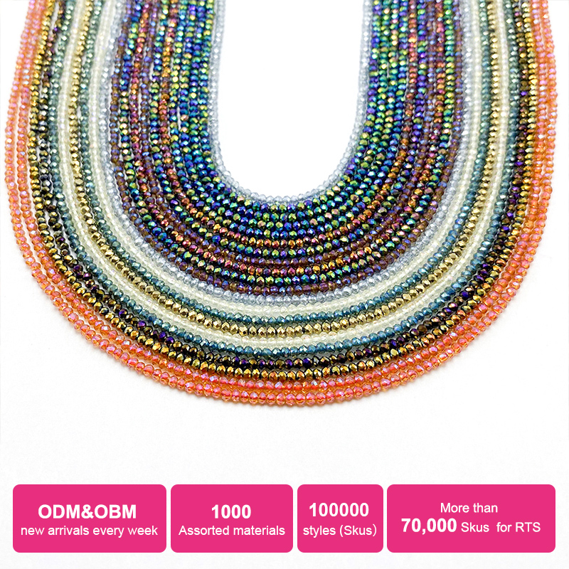 Bestone Mini DIY Round Glass Loose Beads for Jewelry Making 14 Inches