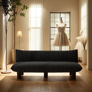 Sofá Negro Minimalista para Recepción de Salón, Apartamento Pequeño, Dos Plazas, Estilo Wabi Sabi - Product Image 3