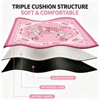 Tapis de Mahjong Rose Tigre Style Preppy Pliable Antidérapant Réduction du Bruit Jeux de Société pour Hommes Poker Dominos Divertissement Caoutchouc Naturel