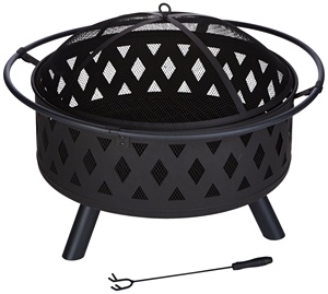32 pouces Ronde Crossweave Bois Brasier Foyers Ensemble - Product Image 1