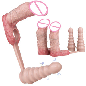 FAAK 2 en 1 : Perles anales en silicone et manchon pénien ouvert simulé, godemiché creux réaliste, plug anal S M, jouets sexuels pour hommes OEM ODM - Product Image 1