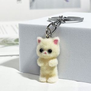 Resin Flocking Three-dimensional Cartoon Cute cat Pendant Mobile Phone Buckle Keychain DIY Accessory - Product Image 4