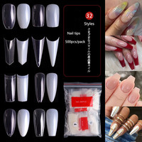 Mischeering French Various Sharpe Nail Art Tips Display Sharp Water Drop Clear Black Natural Color Chart Display Manicure