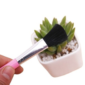 Brosse de nettoyage pour plantes succulentes, outil de dépoussiérage à poils doux en nylon pour plantes en pot, ensemble de trois pièces bleu rose noir - Product Image 4