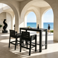 Ensemble de table et chaises de bar en aluminium pour extérieur, mobilier moderne de hauteur de comptoir pour patio avec coussins pour hôtel et restaurant