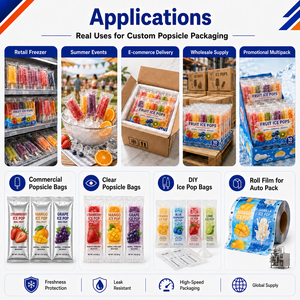 Bolsas para paletas de helado personalizadas, rollo de película transparente de PE, a prueba de fugas, laminadas, para helados de <span class=keywords><strong>vainilla</strong></span>, con sellado trasero, 50g - Product Image 6