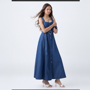 เดนิมเดรสทรงเอพร้อมเข็มขัด - Product Image 1