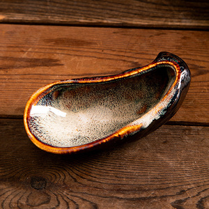 Restaurant Rétro Céramique <span class=keywords><strong>Porcelaine</strong></span> Vaisselle Écologique <span class=keywords><strong>Assiette</strong></span> En Forme D'huître Caviar Snack Dip Dish - Product Image 5