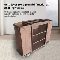 Chariot de nettoyage de chambre d'hôtel Kaimujie KJ-F005 à 4 roues, chariot de service en métal brun avec dimensions de 138x46x110CM
