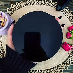 Lustre Crystal Modern Energy Inhaler Hand Carved Crystal Crafts Polished Plate <b>Black</b> Obsidian Crystal <b>Mirror</b> for Witchy Things - Product Image 6