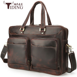 Maletín de Negocios de Cuero Genuino Personalizado de Fábrica, Bolsa <span class=keywords><strong>para</strong></span> Portátil de <span class=keywords><strong>17</strong></span> <span class=keywords><strong>Pulgadas</strong></span> <span class=keywords><strong>para</strong></span> Hombre, Bolsa Suave de Cuero Crazy Horse <span class=keywords><strong>para</strong></span> Viajes de Negocios - Product Image 5