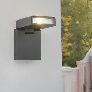 Lámpara de Pared para Jardín <span class=keywords><strong>KANGHUI</strong></span>, Cilindro de Aluminio Negro, Cabezal Ajustable, IP65, LED COB 3500K, Blanco Cálido, Vidrio Templado, para Exteriores - Product Image 1