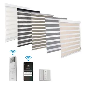 Panel solar inalámbrico de estándar americano, persianas cebra motorizadas con batería, cenefa de ventana inteligente, persianas