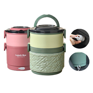 Portable <b>USB</b> Electric <b>Heating</b> Dual Tier Stackable Lunch Box 304 Stainless Steel Liner Insulation Sleeve BPA Free Freshness - Product Image 1