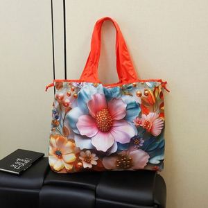 Bolsa de Compras Reutilizable, Plegable, Impermeable, de Poliéster, Colorida, con Diseño de Flores Impresas Personalizadas, Ecológica, para Supermercado, 2026 - Product Image 6