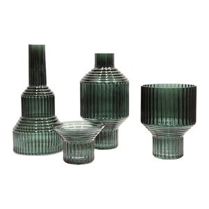 แจกันแก้วลายแนวตั้งสไตล์ยุโรปทรงพุงใหญ่ - Product Image 6