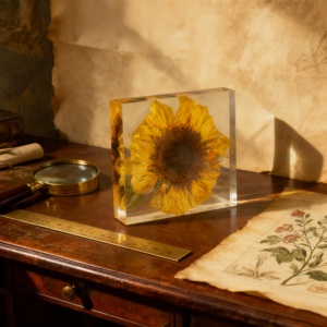 Custom Resin Sunflower Paperweight with Real Dried Flower Handmade Desktop Decoration Souvenir <b>Gift</b> for Wedding Promotion - Product Image 5