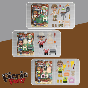 Mini-figurines de garçons en tenues de pique-nique, ensemble de figurines mignonnes, jouet de jeu d'imitation pour enfants, collection interactive pour jeu de rôle à la maison, cadeau - Product Image 5