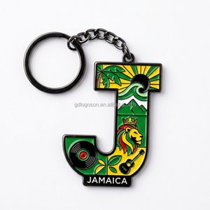 Llavero de metal esmaltado con la letra 'A' de Jamaica, león de reggae y playa, recuerdo de viaje <span class=keywords><strong>del</strong></span> <span class=keywords><strong>Caribe</strong></span>, venta al por mayor - Product Image 2