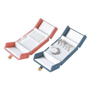 Rubber <b>Blank</b> Jewelry Box Flannelette Snap Double-open Light Luxury Fashion <b>Ring</b> Necklace Earrings Jewelry Box Wholesale - Product Image 4