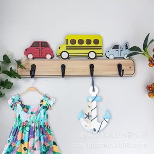 Cartoon wooden children's hooks, wooden door key and <b>clothes</b> <b>rack</b>, wall-mounted <b>rack</b>, decorative children's room <b>clothes</b> hooks - Product Image 4