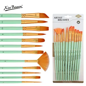 Xinbowen New Products 12 Pcs Paint Brush Set Artist Brushes Set For Watercolor Acrylic Oil Painting