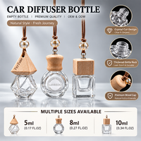 Diffuseur de parfum pour voiture écologique en verre suspendu 8ml 10ml, flacon vide avec bouchon en bois naturel pour l'intérieur de la voiture