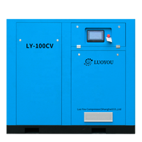 Compresseur d'air industriel Luoyou 100HP 75KW, robuste, fixe, alimenté en courant alternatif, refroidi par air, lubrifié, à vis, pour applications pneumatiques industrielles