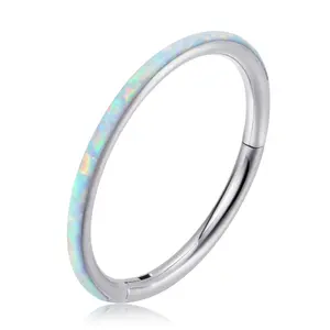 316L Edelstahl Opal Klapp Clicker Segment Ring Nasenring Ohr Piercing Schmuck